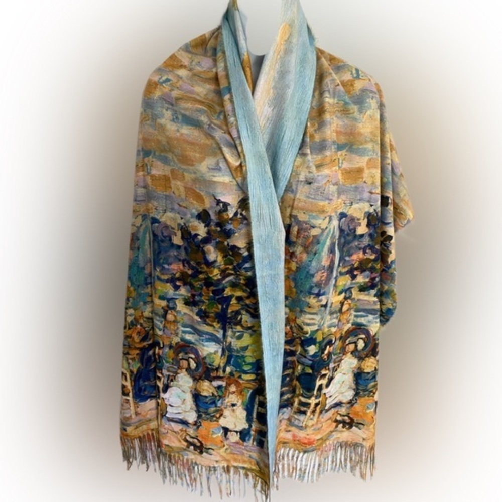 Art Print Wrap /Scarf - 28 x 86 multi print art print, rayon